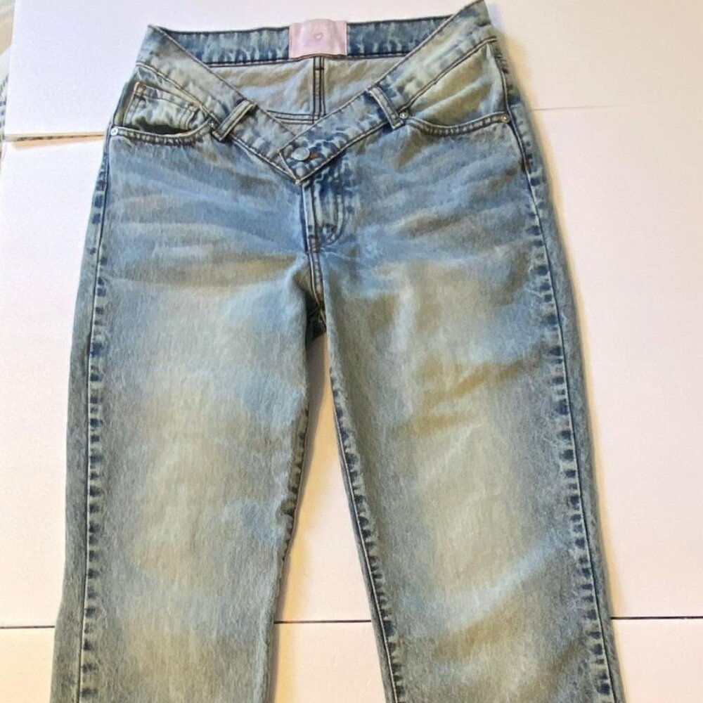 Revice V Cut Waist Jeans Size 26 Low Rise Light Wash Y2K Straight Leg - Picture 3 of 16